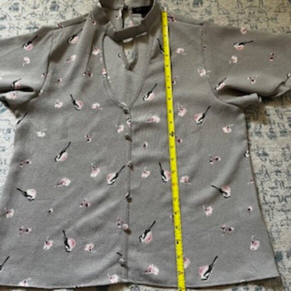 🧡3/15 Kaii Los Angeles Bird Floral Print Top Decorative Front Buttons Women's S - Picture 9 of 12